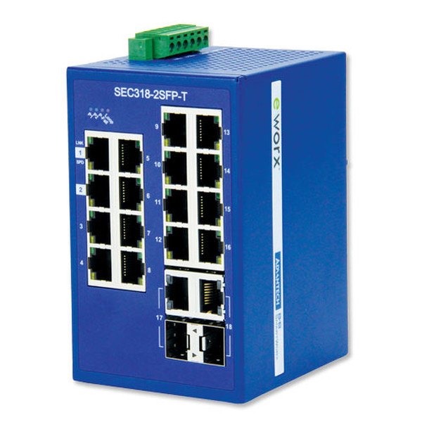 B&B Electronics SEC318-2SFP-T Fast Ethernet (10/100) Blue network switch