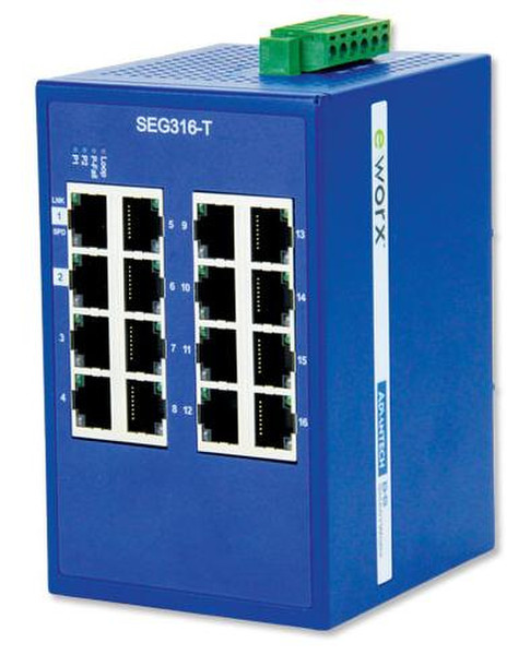 B&B Electronics SEG316-T Неуправляемый Gigabit Ethernet (10/100/1000) Синий сетевой коммутатор