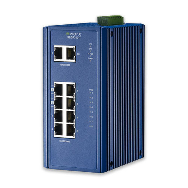 B&B Electronics SEGP310-T Gigabit Ethernet (10/100/1000) Power over Ethernet (PoE) Blue network switch
