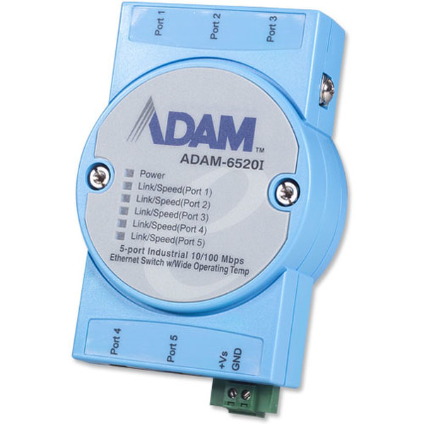 B&B Electronics ADAM-6520I Неуправляемый Fast Ethernet (10/100) Синий сетевой коммутатор