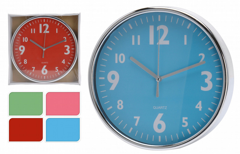 Koopman International BV C37568250 Quartz wall clock Круг Синий, Зеленый, Розовый, Красный, Cеребряный настенные часы