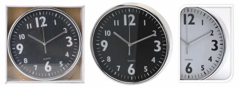 Koopman International BV C37568260 Quartz wall clock Круг Черный, Cеребряный, Белый настенные часы