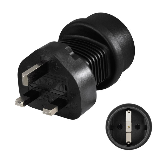 Hama 00128039 Type G (UK) Type F (Schuko) Black power plug adapter