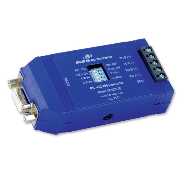 B&B Electronics 4WSD9TB RS-232 RS-422/485 Blue serial converter/repeater/isolator