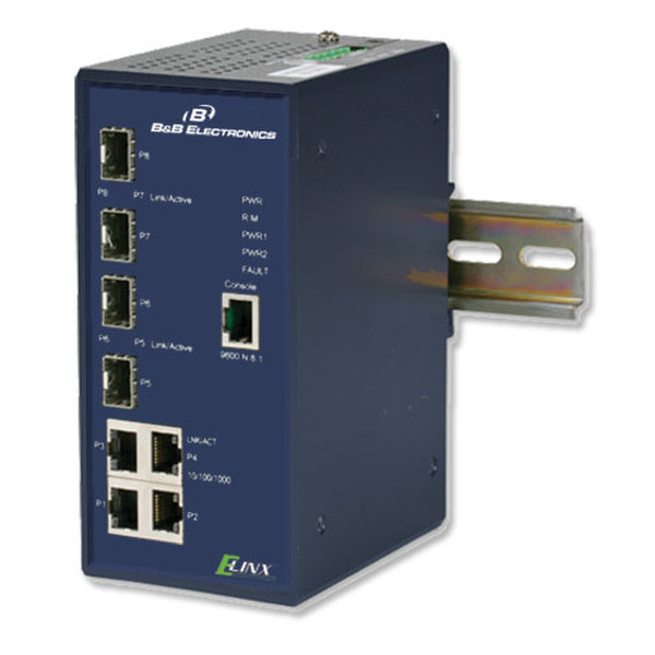 B&B Electronics EIR608-4SFP Управляемый Gigabit Ethernet (10/100/1000) Синий сетевой коммутатор