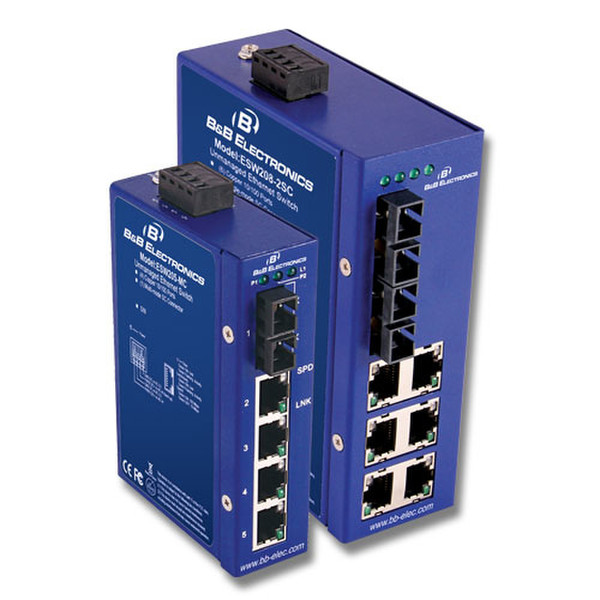 B&B Electronics ESW208-4MC-T ungemanaged Fast Ethernet (10/100) Blau Netzwerk-Switch
