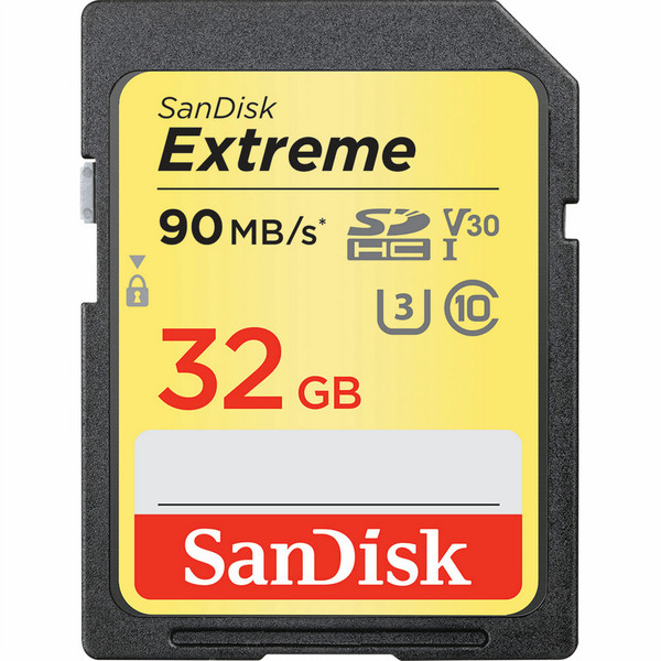 Sandisk Extreme 32GB SDHC UHS-I Class 10 memory card