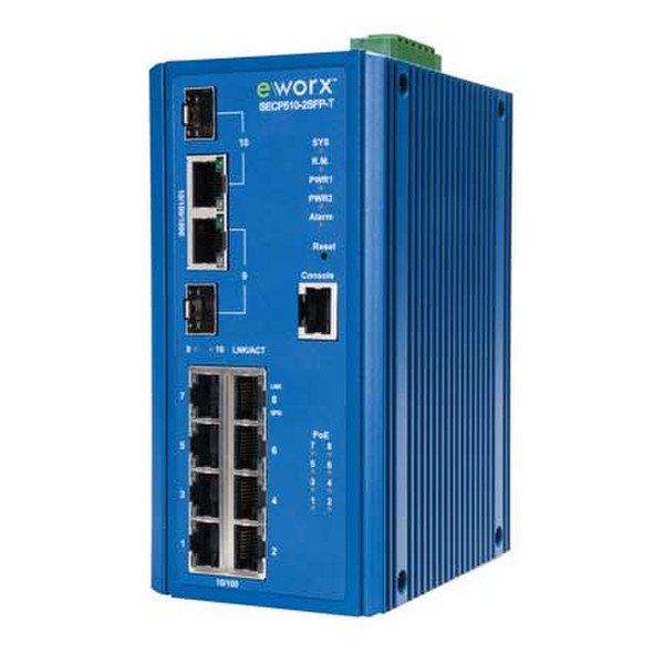 B&B Electronics SECP510-2SFP-T gemanaged Fast Ethernet (10/100) Energie Über Ethernet (PoE) Unterstützung Blau Netzwerk-Switch