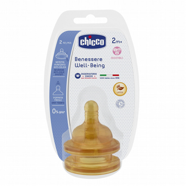 Chicco 105643843 Latex Round Variable flow bottle nipple