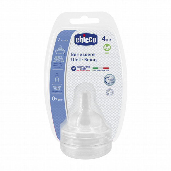 Chicco 105643832 Silicone Round Fast flow bottle nipple