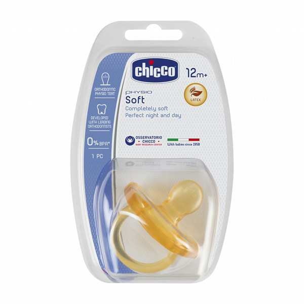 Chicco 105643908 Night baby pacifier Ортодонтический Прорезиненный Коричневый соска-пустышка