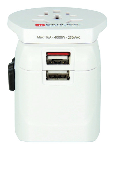 Skross PRO Light USB Universal Universal White power plug adapter
