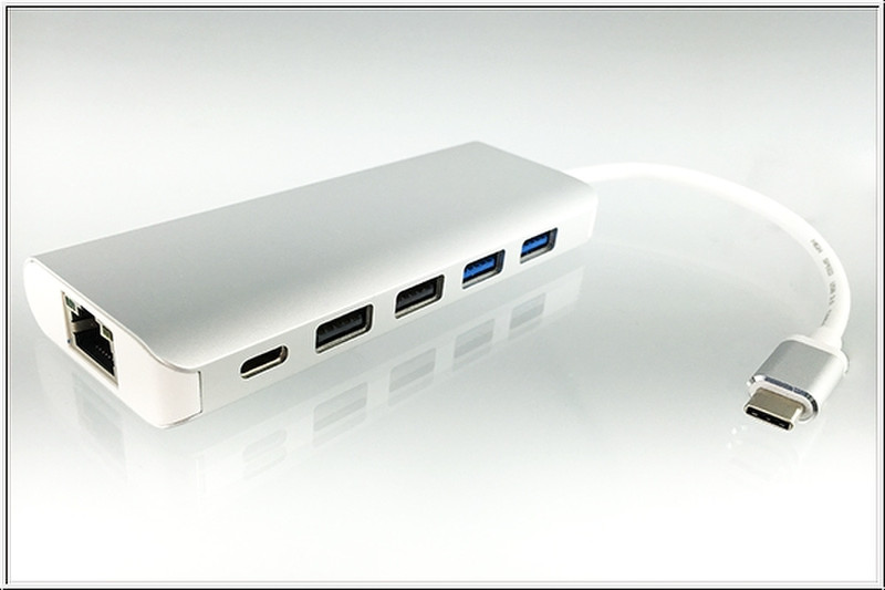 DINIC USBC-HUB-LAN2 USB 3.1 (3.1 Gen 2) Type-C Белый хаб-разветвитель