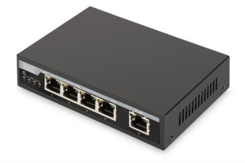 ASSMANN Electronic 4 Port PoE Desktop Switch Неуправляемый Fast Ethernet (10/100) Power over Ethernet (PoE) Черный