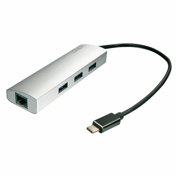 Lindy 43177 USB 3.0 (3.1 Gen 1) Type-C 5000Мбит/с Cеребряный хаб-разветвитель