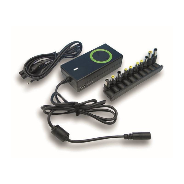 Techly IPW-NTS90WTY Универсальный 90Вт Черный, Зеленый адаптер питания / инвертор