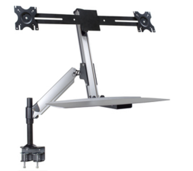 DoubleSight DS-ERGO-200 24" Clamp Aluminium,Black flat panel desk mount
