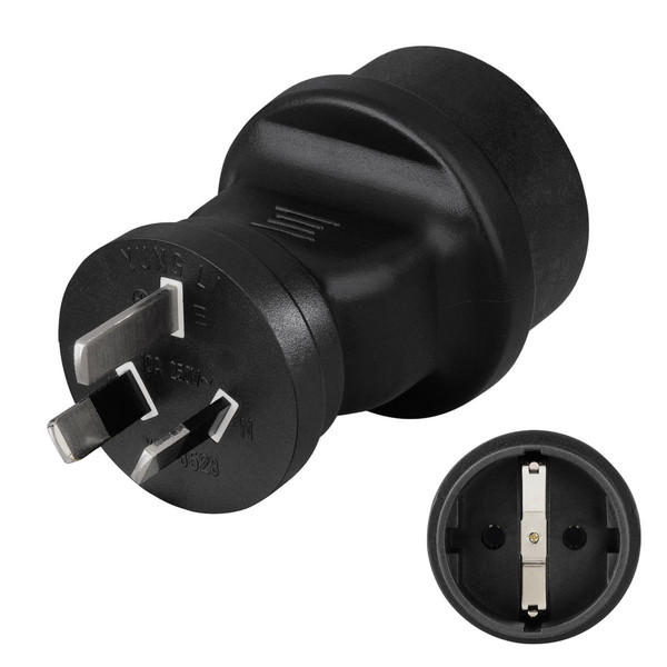 Hama 00128040 Type I (AU) Type F (Schuko) Black power plug adapter