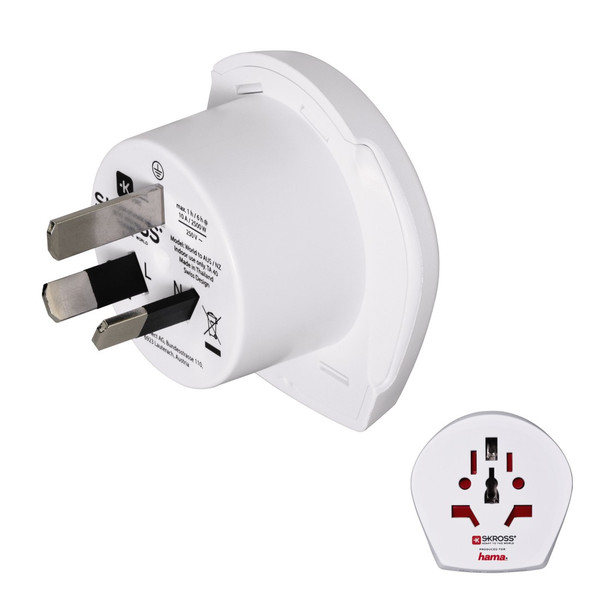 Hama World to Australia/China Typ I (AU) Universal Weiß Netzstecker-Adapter