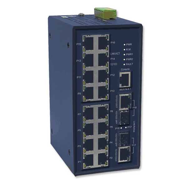 B&B Electronics EIR618-2SFP-T gemanaged Fast Ethernet (10/100) Blau Netzwerk-Switch