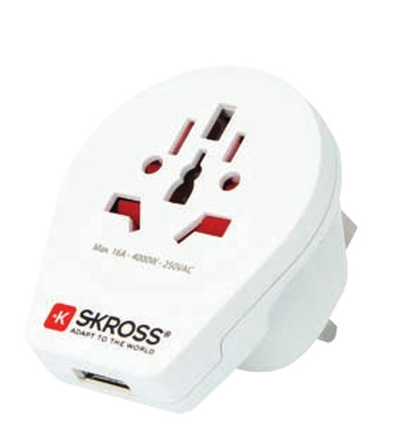 Skross 1.500261 Универсальный Тип G (UK) Белый адаптер сетевой вилки