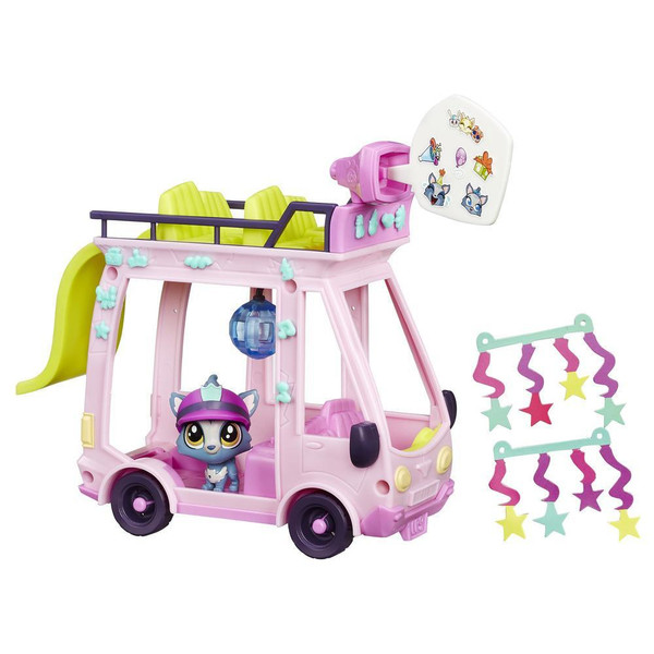 Hasbro Littlest Pet Shop LPS Shuttle Pink,Yellow Girl