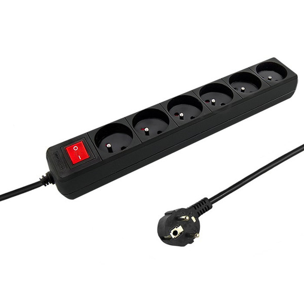 Qoltec 50109 6AC outlet(s) 230V 2.5m Black surge protector