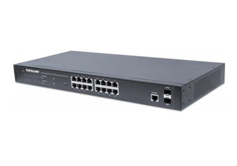 Intellinet 561341 gemanaged L2+ Gigabit Ethernet (10/100/1000) Energie Über Ethernet (PoE) Unterstützung 1U Schwarz Netzwerk-Switch