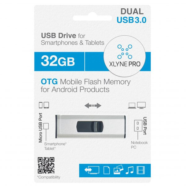 xlyne USB 3.0, 32GB 32ГБ USB 3.0 (3.1 Gen 1) Type-A Черный, Cеребряный USB флеш накопитель