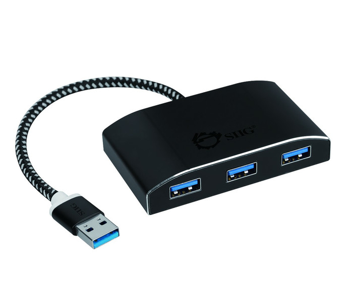 Siig JU-H40F12-S1 USB 3.0 (3.1 Gen 1) Type-A 5000Мбит/с Черный хаб-разветвитель