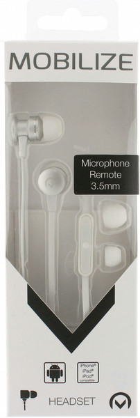 Mobilize MOB-21338 In-ear Binaural Wired Silver,White mobile headset