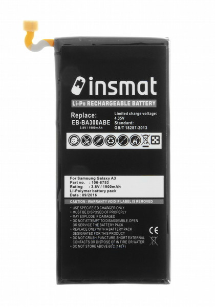 Insmat 106-8753 Lithium-Ion Polymer 1900mAh 3.8V rechargeable battery