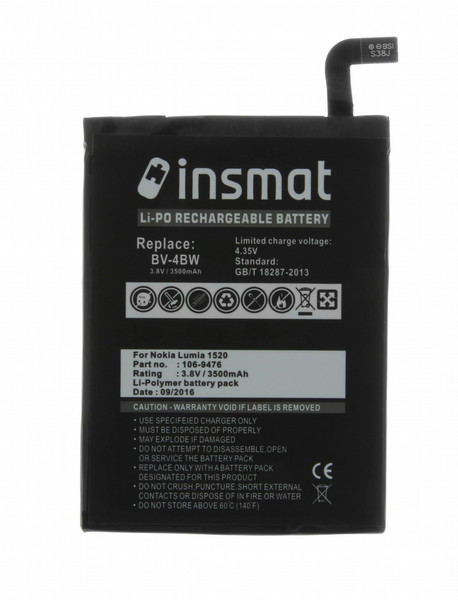 Insmat 106-9476 Lithium-Ion Polymer 3500mAh 3.8V rechargeable battery