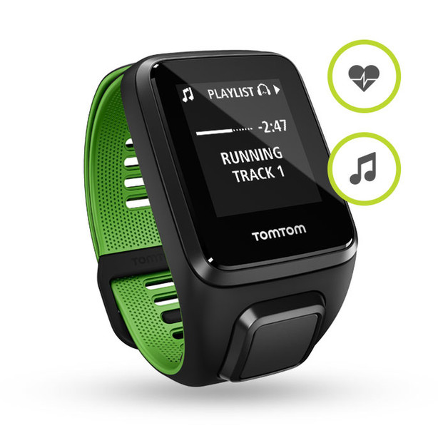 TomTom Runner 3 Cardio + Music Bluetooth Черный, Зеленый спортивный наручный органайзер