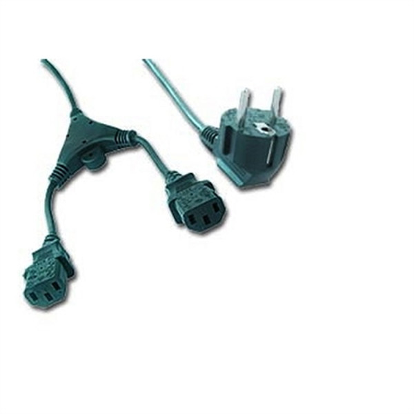 iggual IGG311196 2m CEE7/7 Schuko 2 x C13 coupler Black power cable
