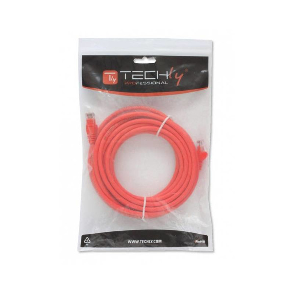 Techly Network Cable Patch in CCA UTP Cat.6 5m Red ICOC CCA6U-050-RET
