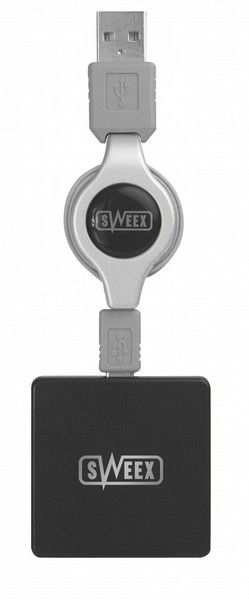 Sweex 4-port USB Hub Jet Black 480Mbit/s Black interface hub