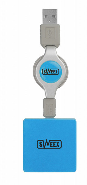Sweex 4-port USB Hub Blue Lagoon 480Мбит/с Синий хаб-разветвитель