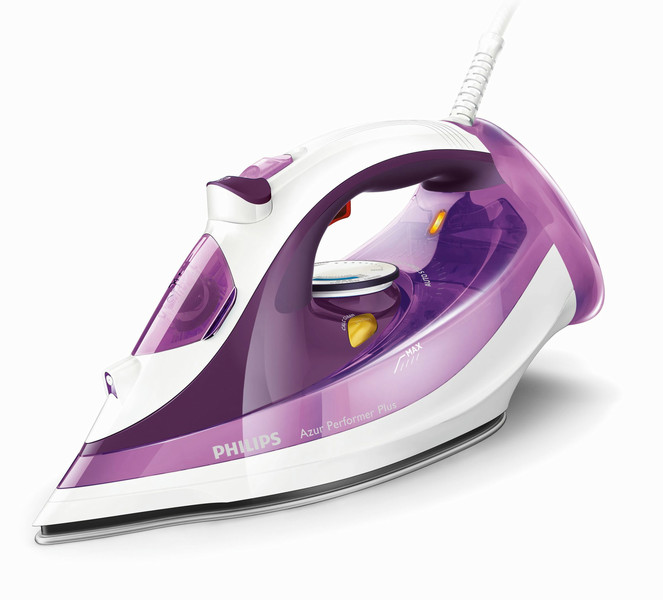 Philips Azur Performer Plus GC4515/30 Steam iron SteamGlide Plus soleplate 2400W Purple,White iron