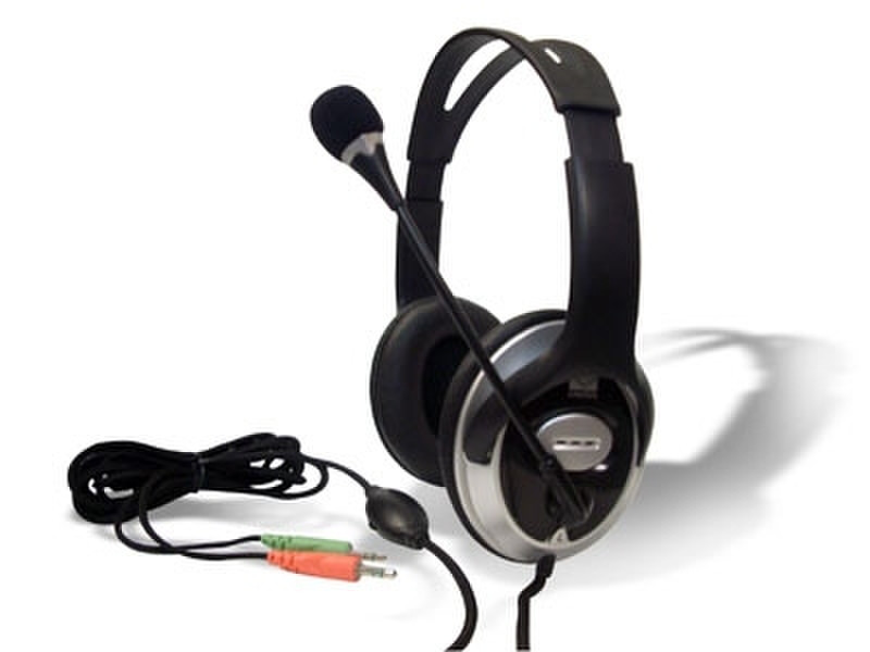 Canyon VOIP Headset with Microphone Enhanced Binaural Silber Headset
