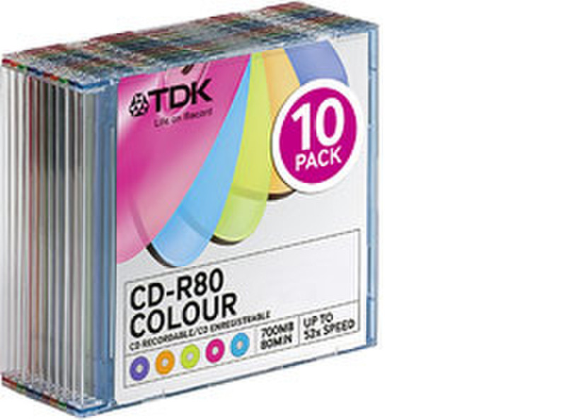 TDK CD-R 80 Colour Slimcase 10-pack CD-R 700MB 10pc(s)