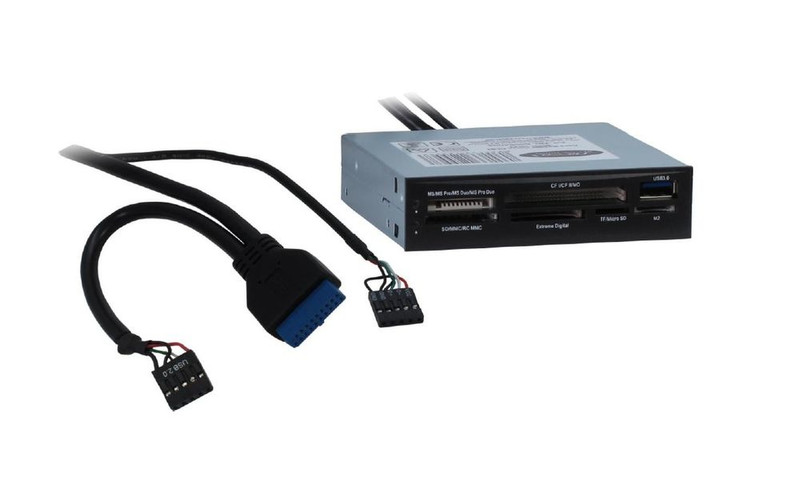 Alcasa FP-1075 Eingebaut USB 3.0 (3.1 Gen 1) Type-A Schwarz Kartenleser
