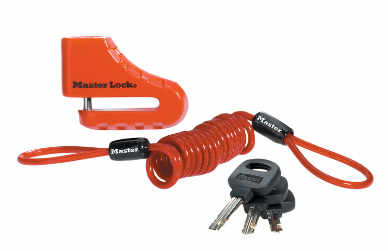MASTER LOCK 5cm Disc Brake Lock with Steel Shackle; Red