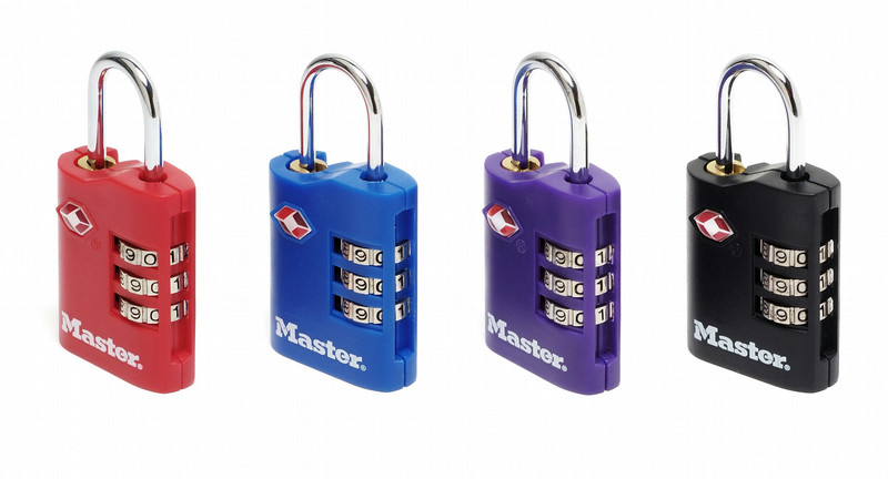 MASTER LOCK 30mm Wide Zinc Set-Your-Own Combination TSA-Accepted Luggage Padlock, Assorted Colours