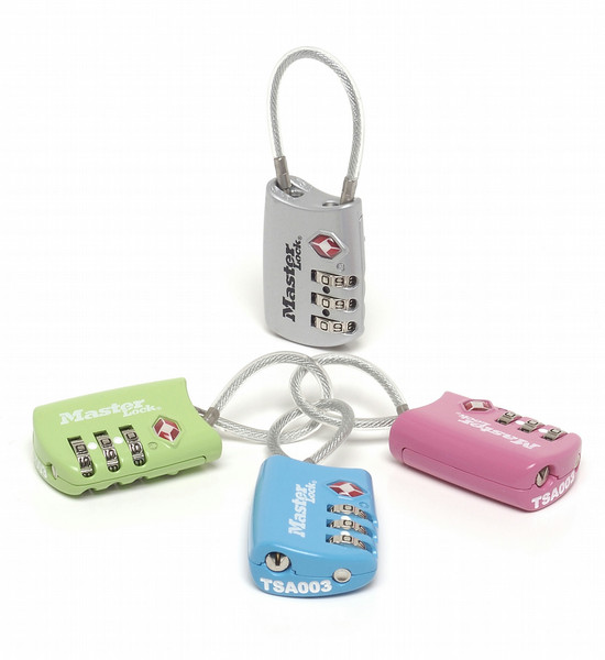 MASTER LOCK 30mm Wide Set-Your-Own Combination TSA-Accepted Luggage Padlock with Flexible Shackle, Assorted Colours