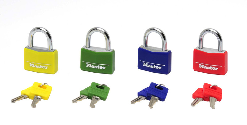 MASTER LOCK 40mm Wide Covered Solid Aluminum Body Padlock; Assorted Colours