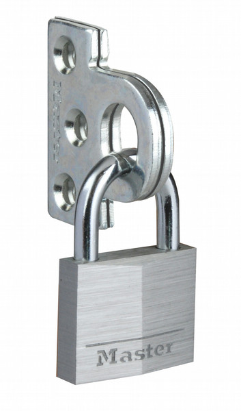 MASTER LOCK Set of No. 60R Right-Angle Steel Padlock Eyes + 40mm Keyed Aluminium Padlock No. 9140