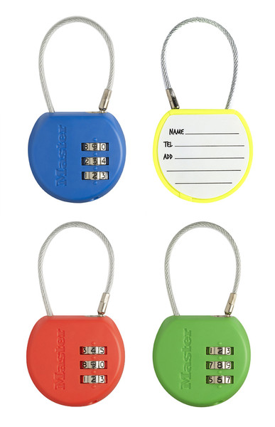MASTER LOCK 4671EURDCOL Luggage combination lock Acrylonitrile butadiene styrene (ABS) Blue,Green,Yellow