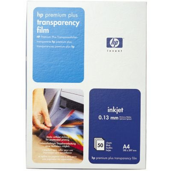 HP Premium Plus Inkjet Transparency Film-50 sht/A4/210 x 297 mm transparancy film
