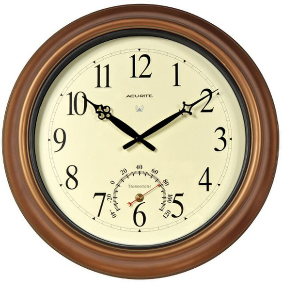 AcuRite 50314A1 Atomic wall clock Circle Beige,Brown wall clock